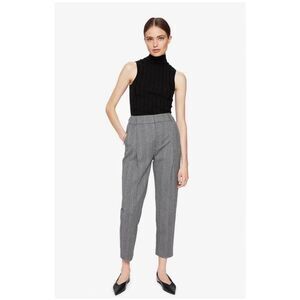 Anine Bing Becky Trousers in Grey Fishbone Herringbone Size 38